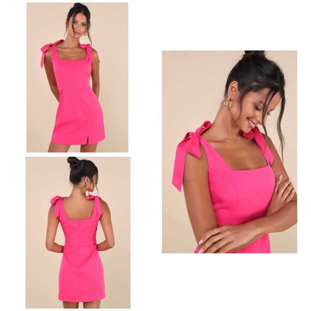 Lulus Your Sweetie Mini Dress Fuchsia Tie Strap Size XS NWOT
